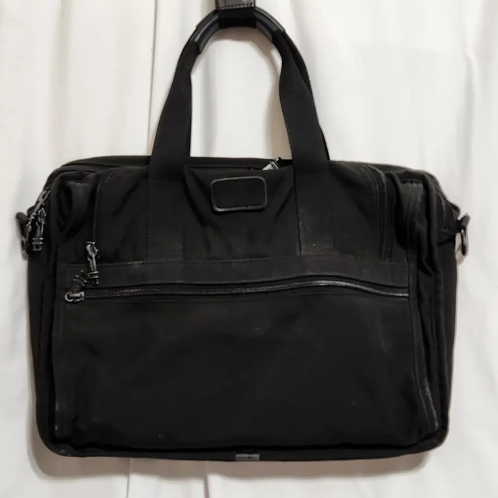 TUMI‎ Alpha Expandable Organizer Laptop Briefcase 208D3– Black Ballistic Nylon